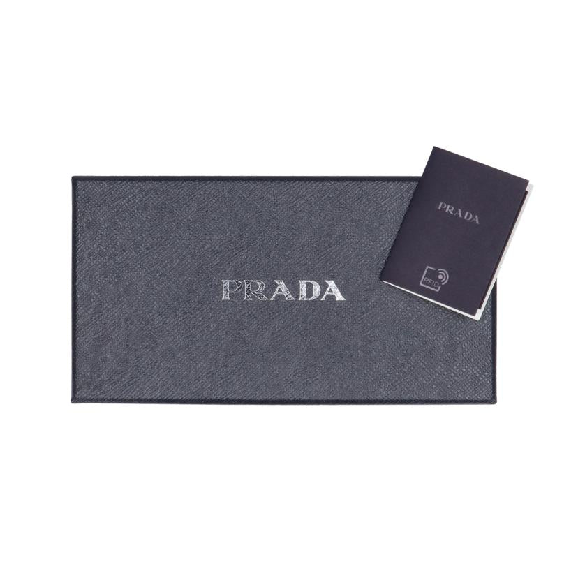 PRADA プラダ/ソフトグレインレザー／ホットスタンプロゴラウンドファスナー長財布//RFI*/Aランク/91