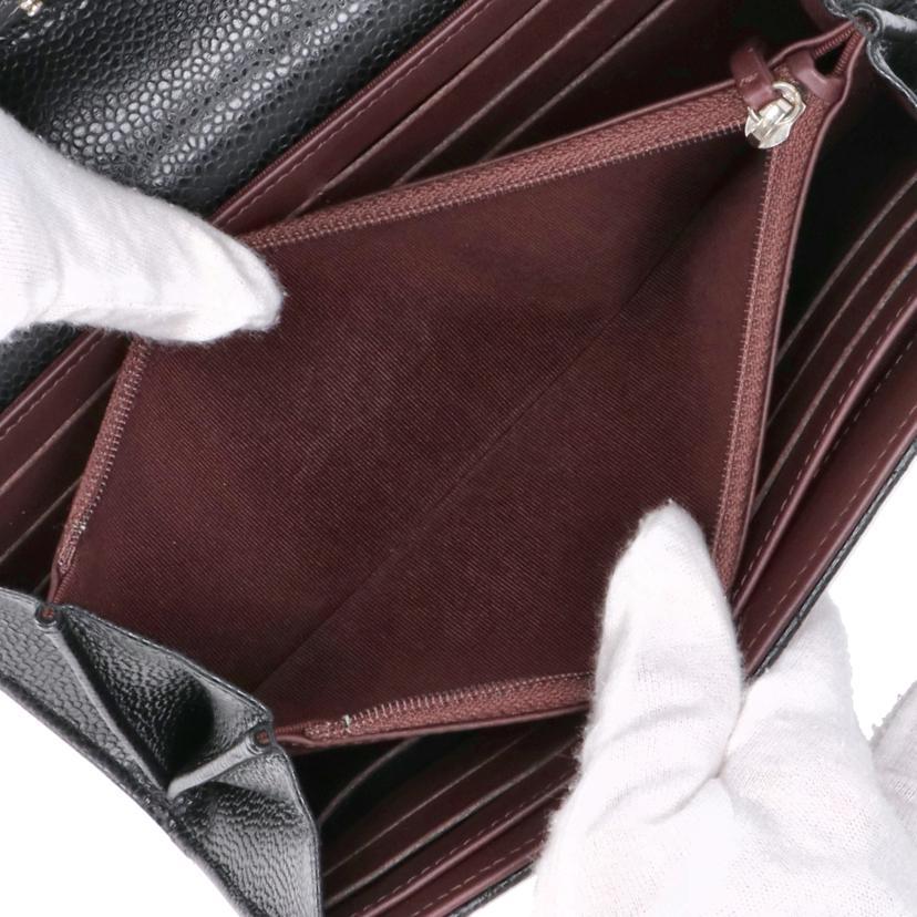 CHANEL シャネル/マトラッセフラップキャビアスキン　ロングウォレット/A80758//243*****/Aランク/75