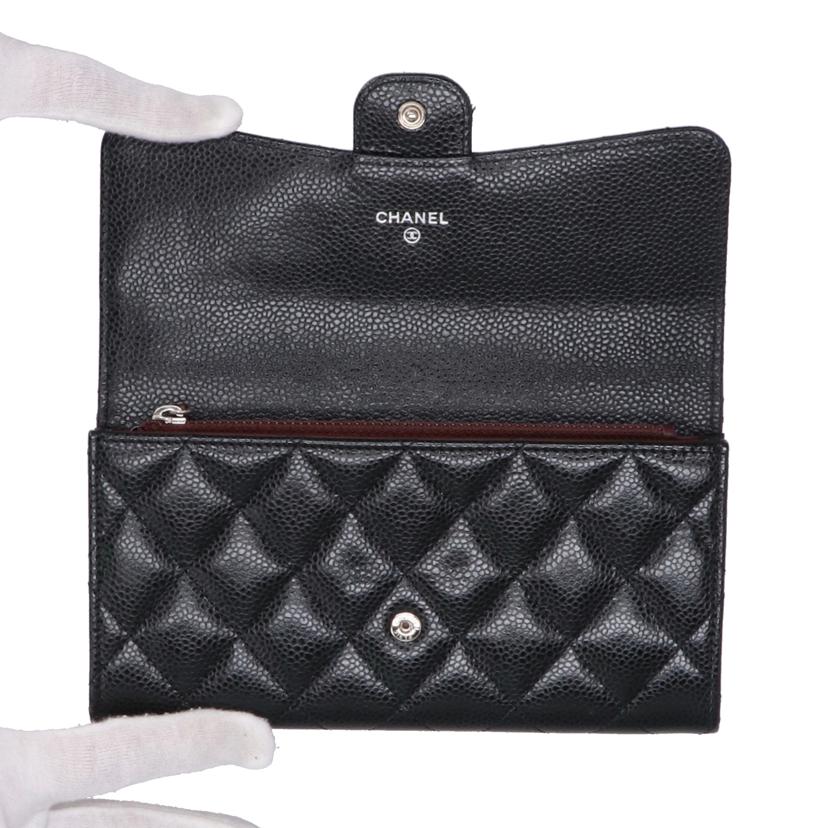 CHANEL シャネル/マトラッセフラップキャビアスキン　ロングウォレット/A80758//243*****/Aランク/75