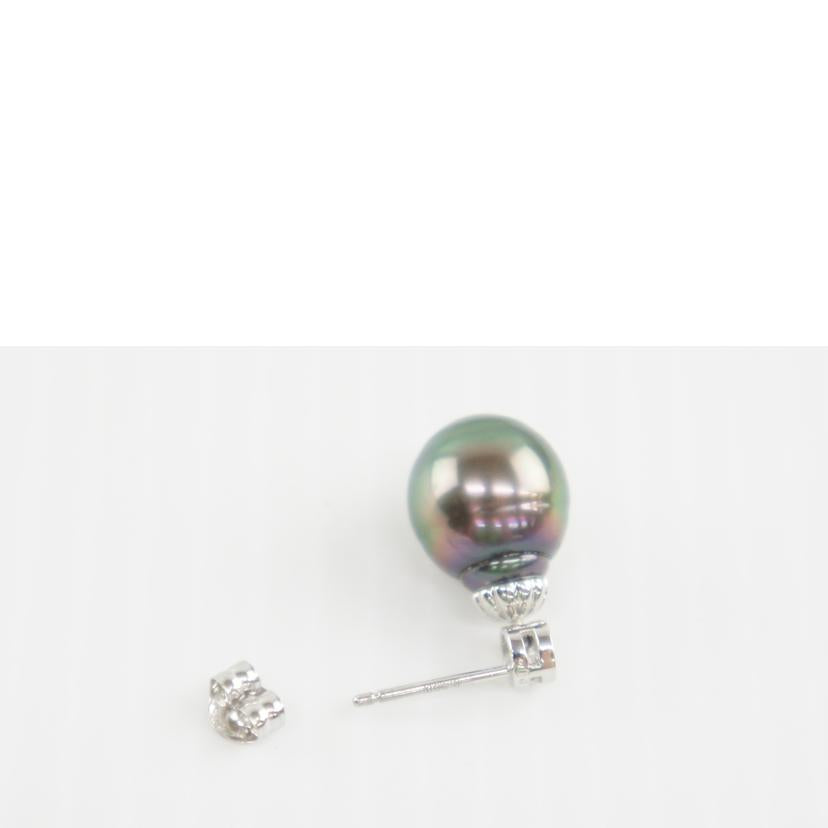 Pt900ブラックパールピアス　8．0mm//ABランク/64