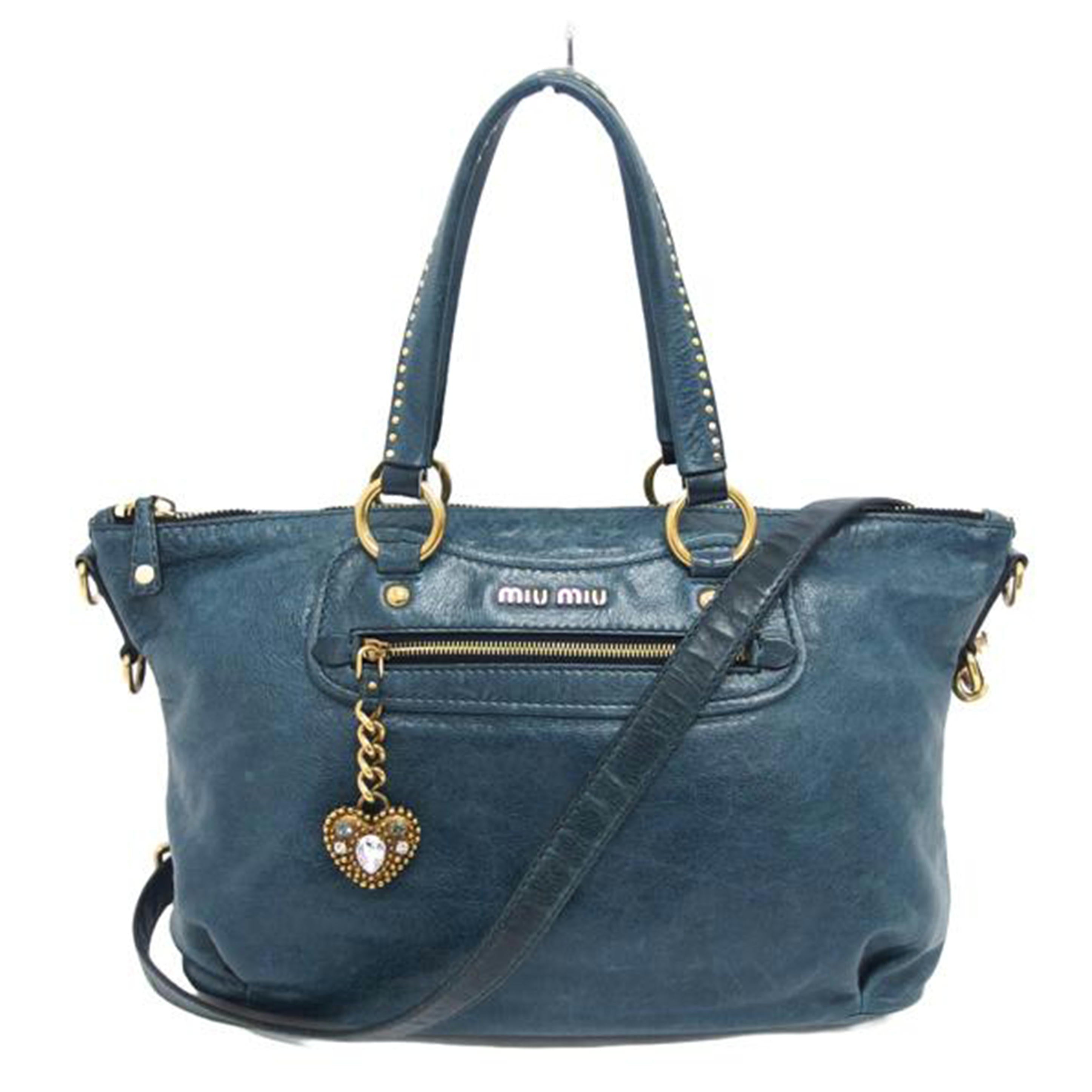 ｍｉｕ　ｍｉｕ ミュウミュウ ショルダーバッグ ブルー系/レザー２ＷＡＹトートバッグ／ハートチャーム//194/ABランク/04