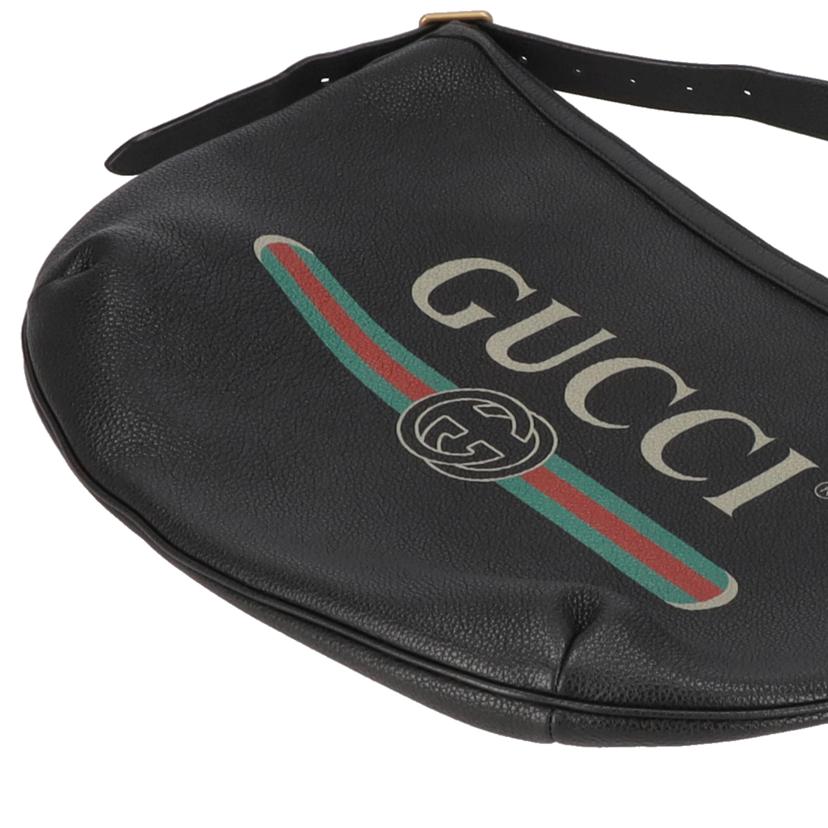 GUCCI グッチ/ハーフムーンロゴプリントホーボー／ブラック/523588//Aランク/75