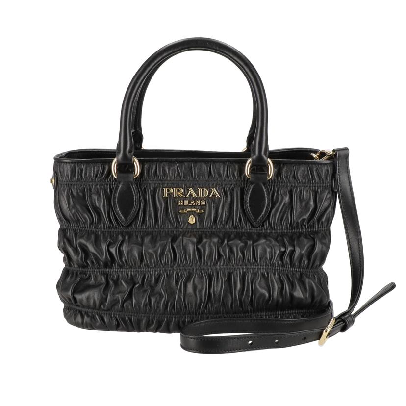 PRADA プラダ/PRADA／ギャザー2WAYハンド／ブラック/1BA172//SAランク/75