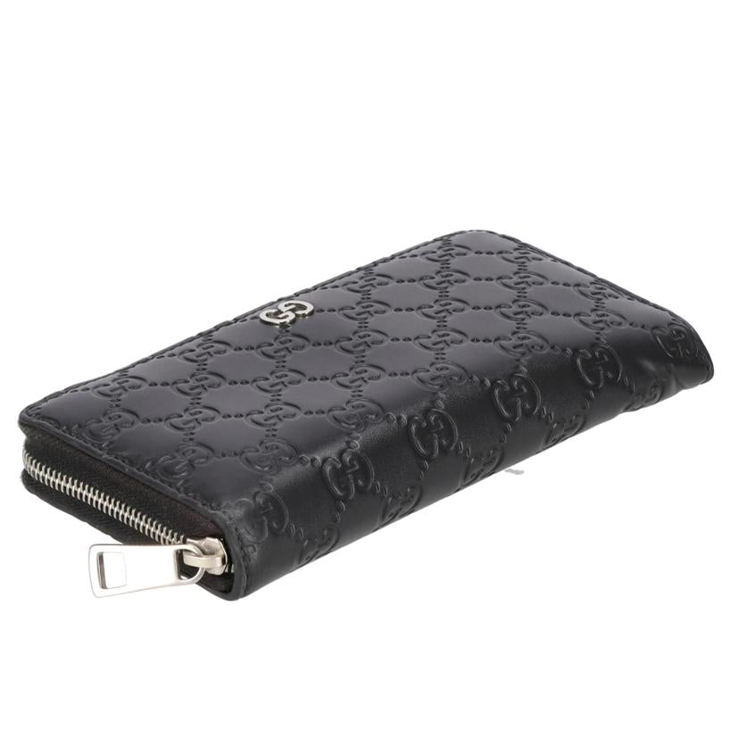 GUCCI グッチ/グッチシマラウンドファスナー長財布／ブラック/473928//ABランク/75