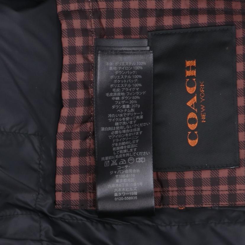 COACH コーチ/◇ギンガムチェック/ファー付きダウンジャケット//Aランク/18