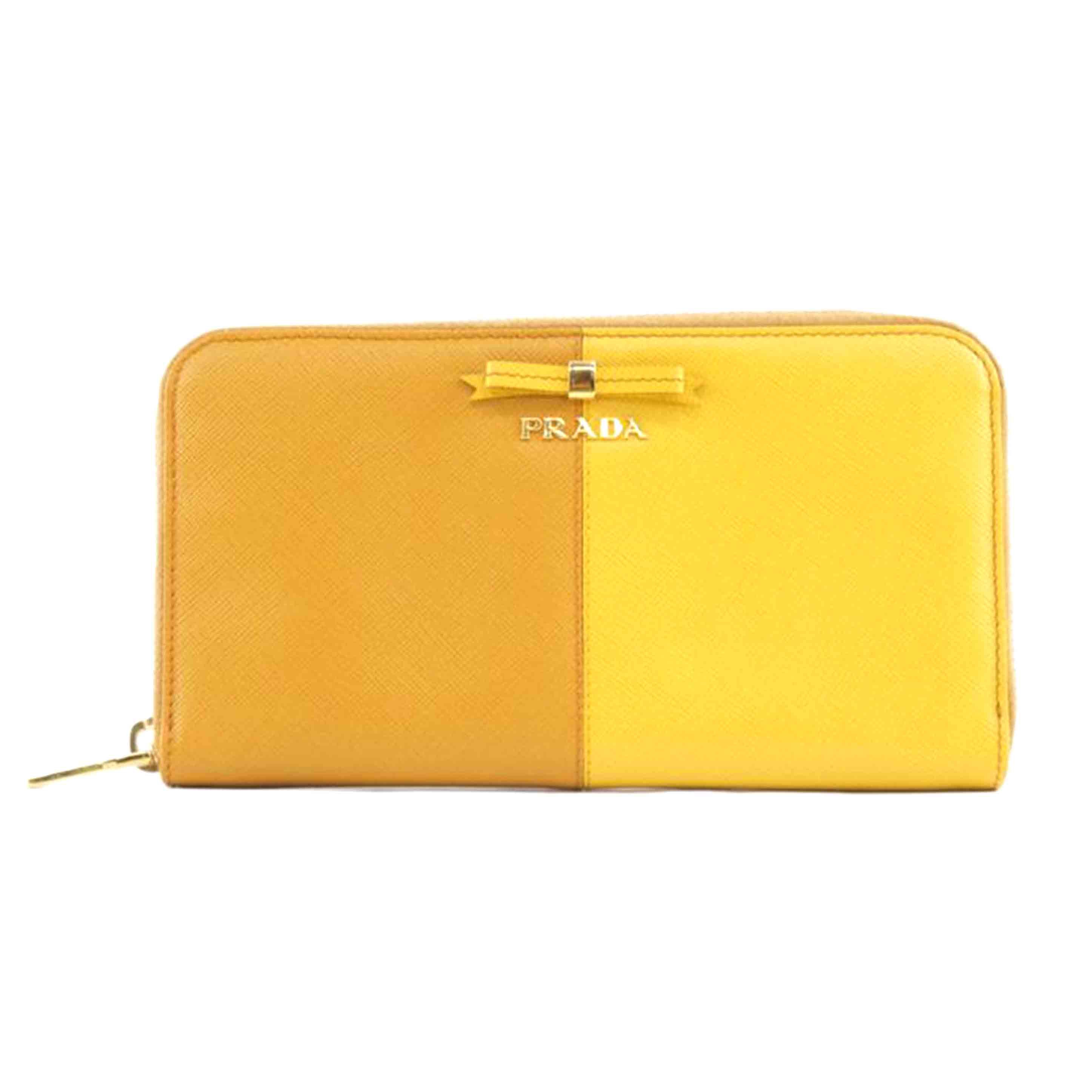 PRADA プラダ/ラウンドファスナー財布／イエロー／サフィアーノ/1M0506//ABランク/64