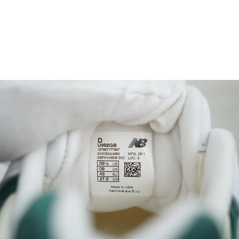 NB ニューバランス/NB　スニーカー992／　USA　27．5/U992GB//Aランク/67