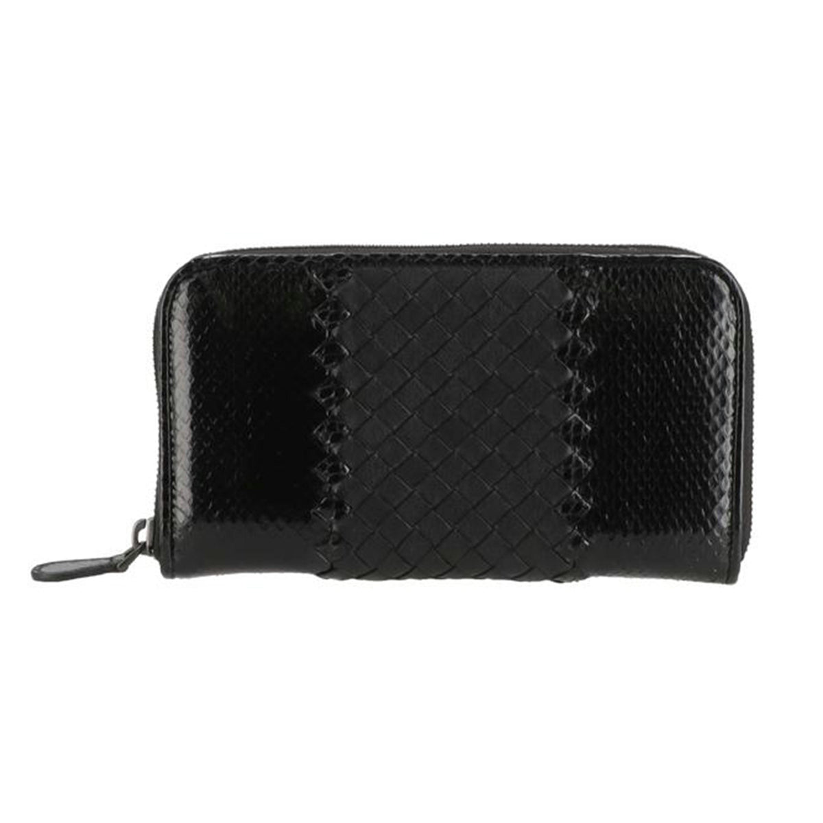 BOTTEGA VENETA ボッテガヴェネタ/イントレチャート ラウンドZIP長財布 /ブラック/114076//B06*******/Aランク/75