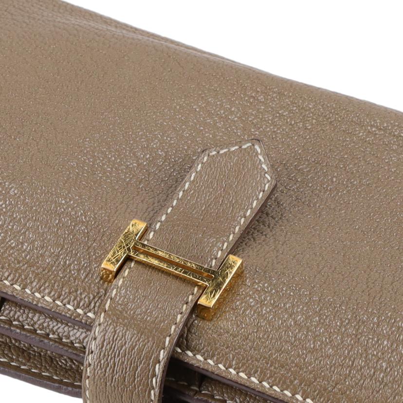 HERMES エルメス/ベアンスフレ／エトゥープ／シェーブル／ゴールド金具//Bランク/75