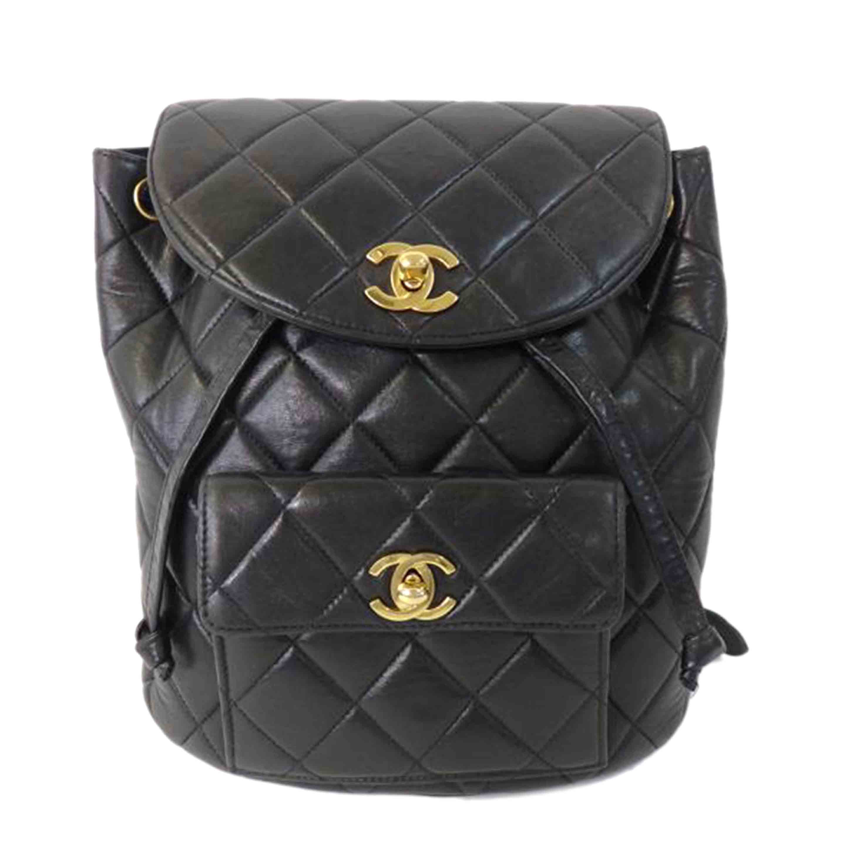 CHANEL シャネル/ココマークチェーンリュック／マトラッセ／ラム／黒／ゴールド金具/A10177//378****/Bランク/84