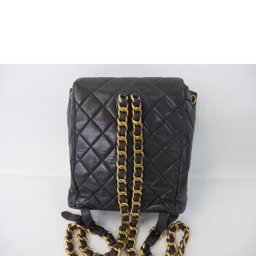 CHANEL シャネル/ココマークチェーンリュック／マトラッセ／ラム／黒／ゴールド金具/A10177//378****/Bランク/84