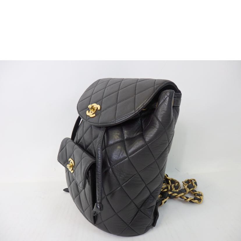 CHANEL シャネル/ココマークチェーンリュック／マトラッセ／ラム／黒／ゴールド金具/A10177//378****/Bランク/84