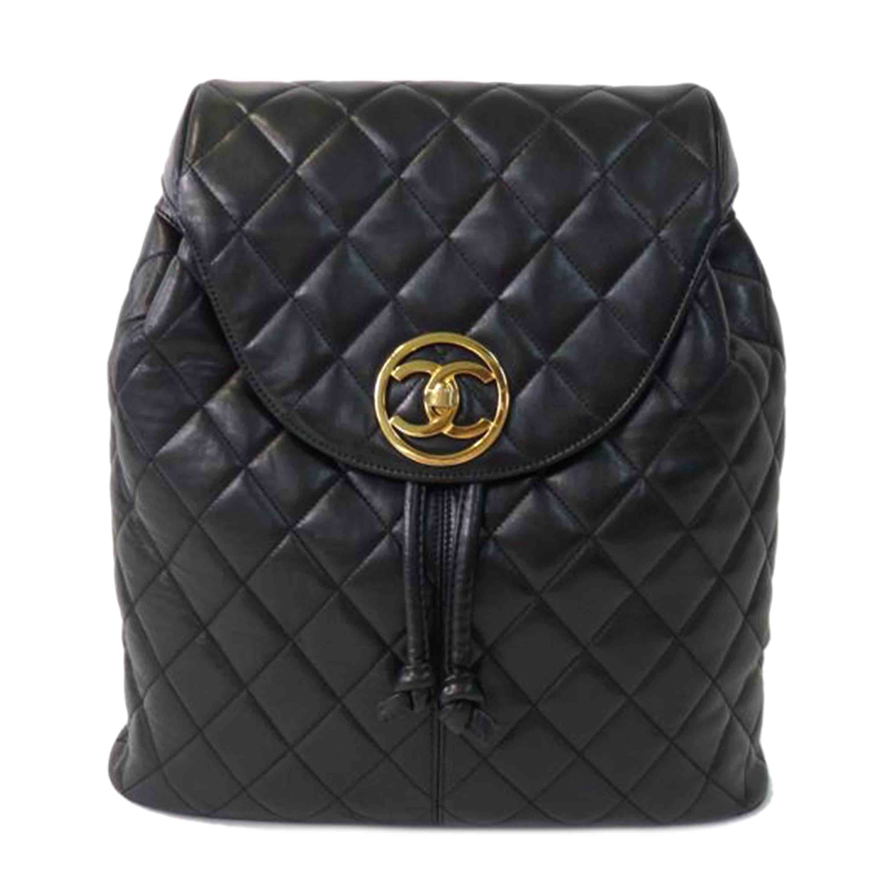 CHANEL シャネル/マトラッセ／サークルココマーク／リュックサック／黒／ゴールド金具//473****/Bランク/84