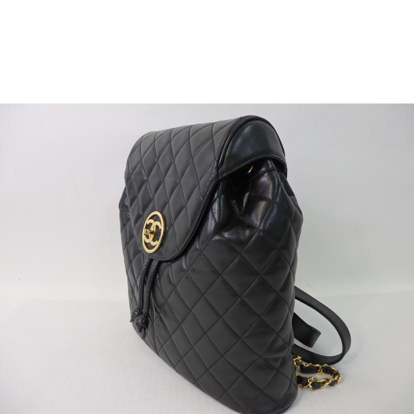 CHANEL シャネル/マトラッセ／サークルココマーク／リュックサック／黒／ゴールド金具//473****/Bランク/84