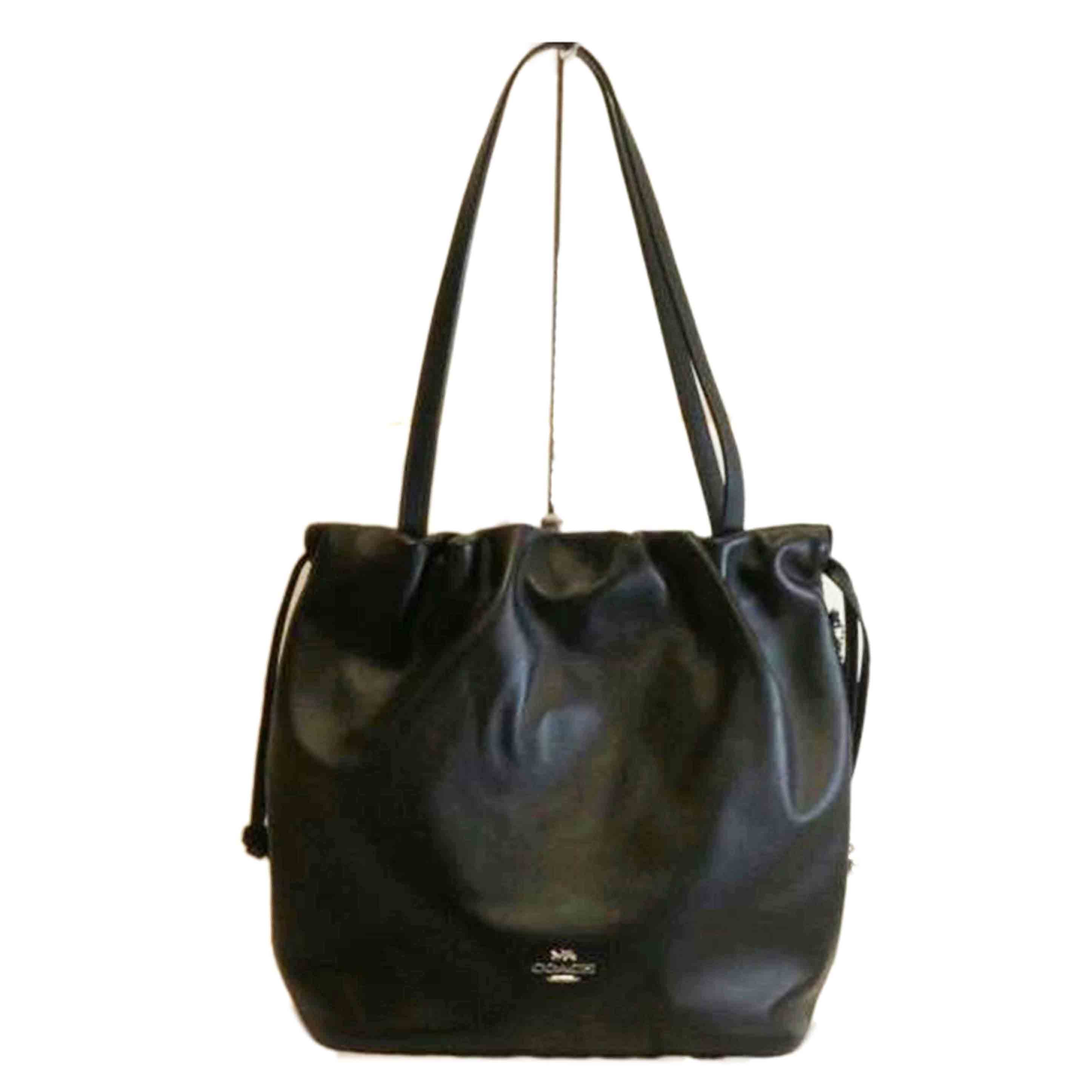COACH/レザーバケットトートブラックSV金具/CV947//C25**/SAランク/92