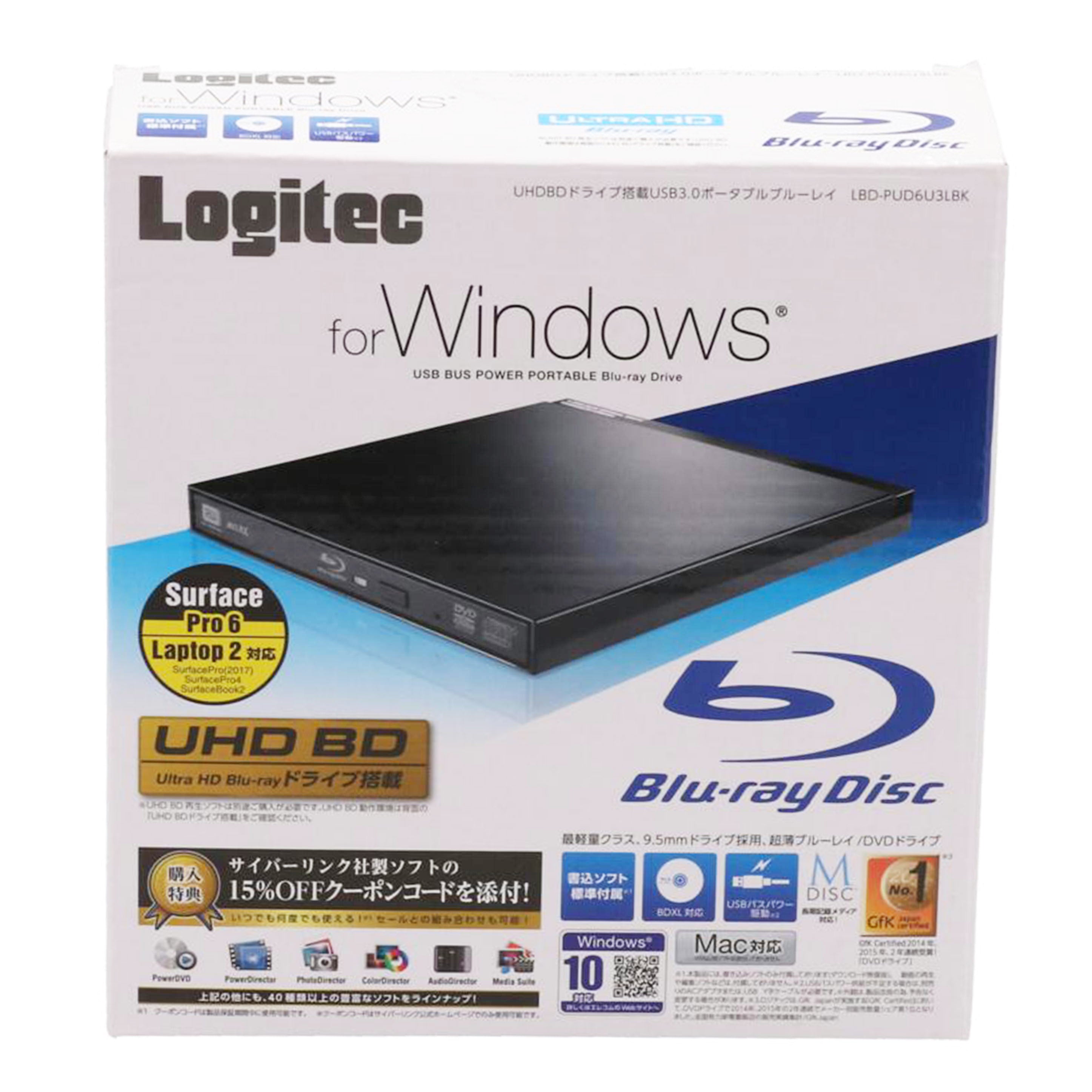 Logitec ロジテック/ポータブルBDドライブ/LBD-PUD6U3LBK//91G821401792W/Sランク/05