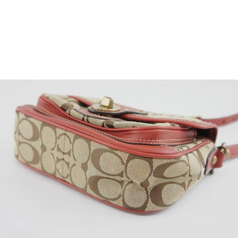 COACH コーチ/シグネチャー／ショルダーバッグ／ベージュ／レッド/F10566//A09**/ABランク/64