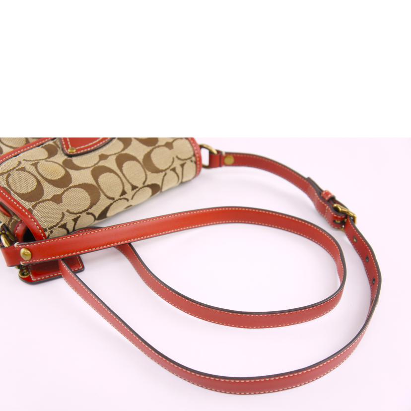 COACH コーチ/シグネチャー／ショルダーバッグ／ベージュ／レッド/F10566//A09**/ABランク/64