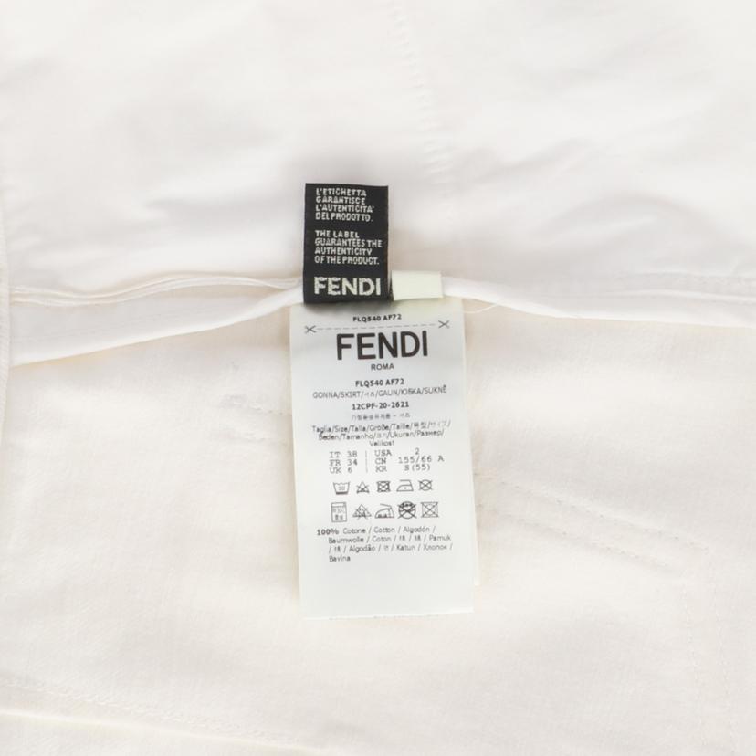 FENDI/コットンミニスカートホワイトエンボスロゴ//Aランク/92
