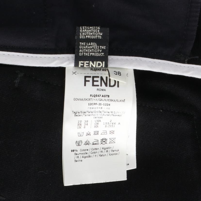FENDI/イタリア製コットンミニスカートブラック／エンボスロゴ//ABランク/92