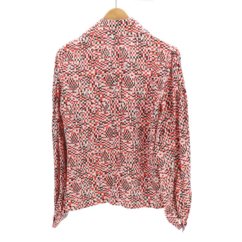 CHANEL/シルク100％ボタンシャツチェックココマークレッド/P57191V43288//ABランク/92