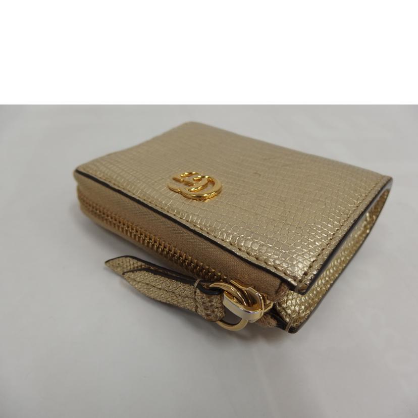 GUCCI グッチ/GGマーモントL字ファスナーリザードゴールド/644406//Bランク/82