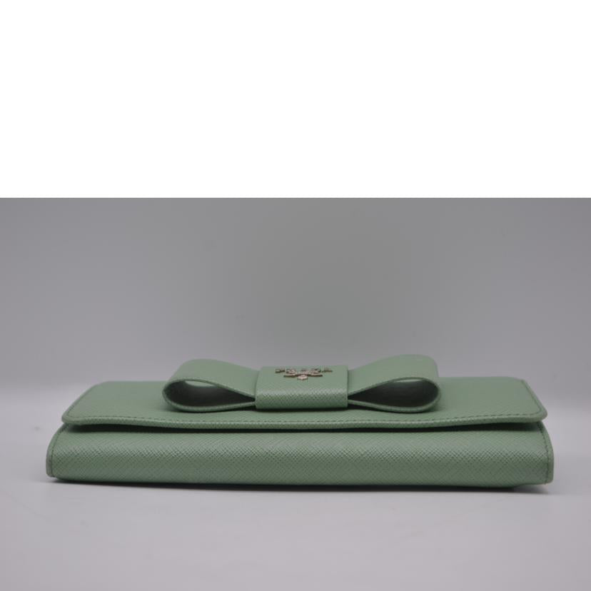 PRADA プラダ/サフィアーノリボンレザー長財布／アクアマリーナグリーン/1MH132//12N/ABランク/89