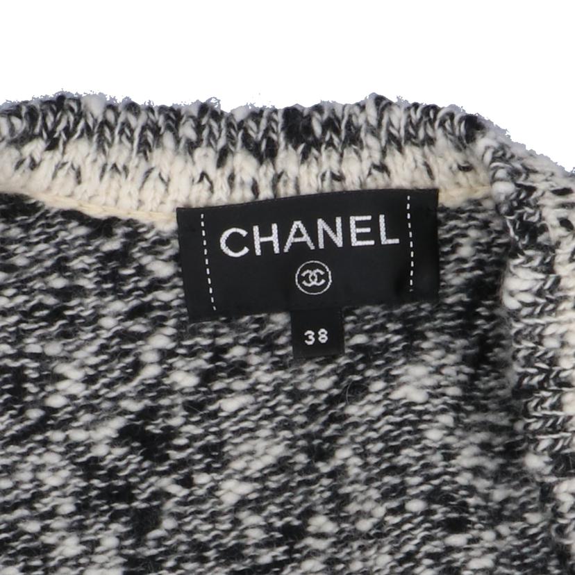 CHANEL シャネル/カシミヤ100％ロングニットブラックホワイト/P54863K07177//ABランク/92