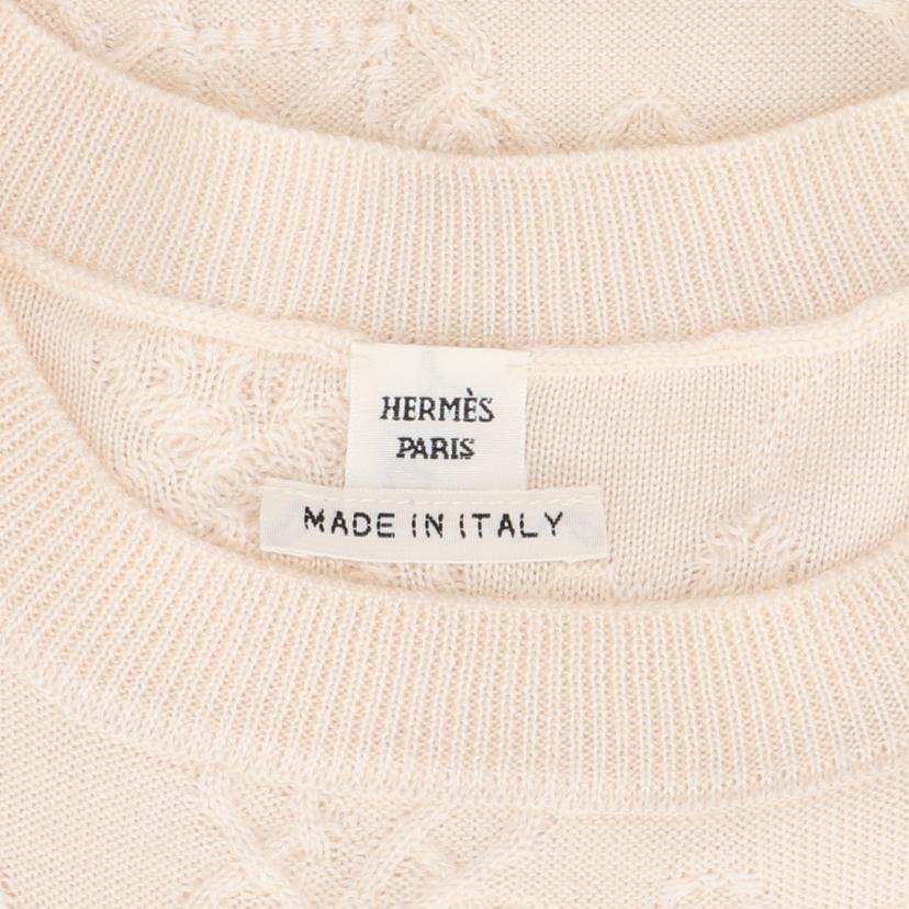 HERMES エルメス/カシミヤシルク/レースニットワンピースホワイト/フレンチスリーブ//ABランク/92