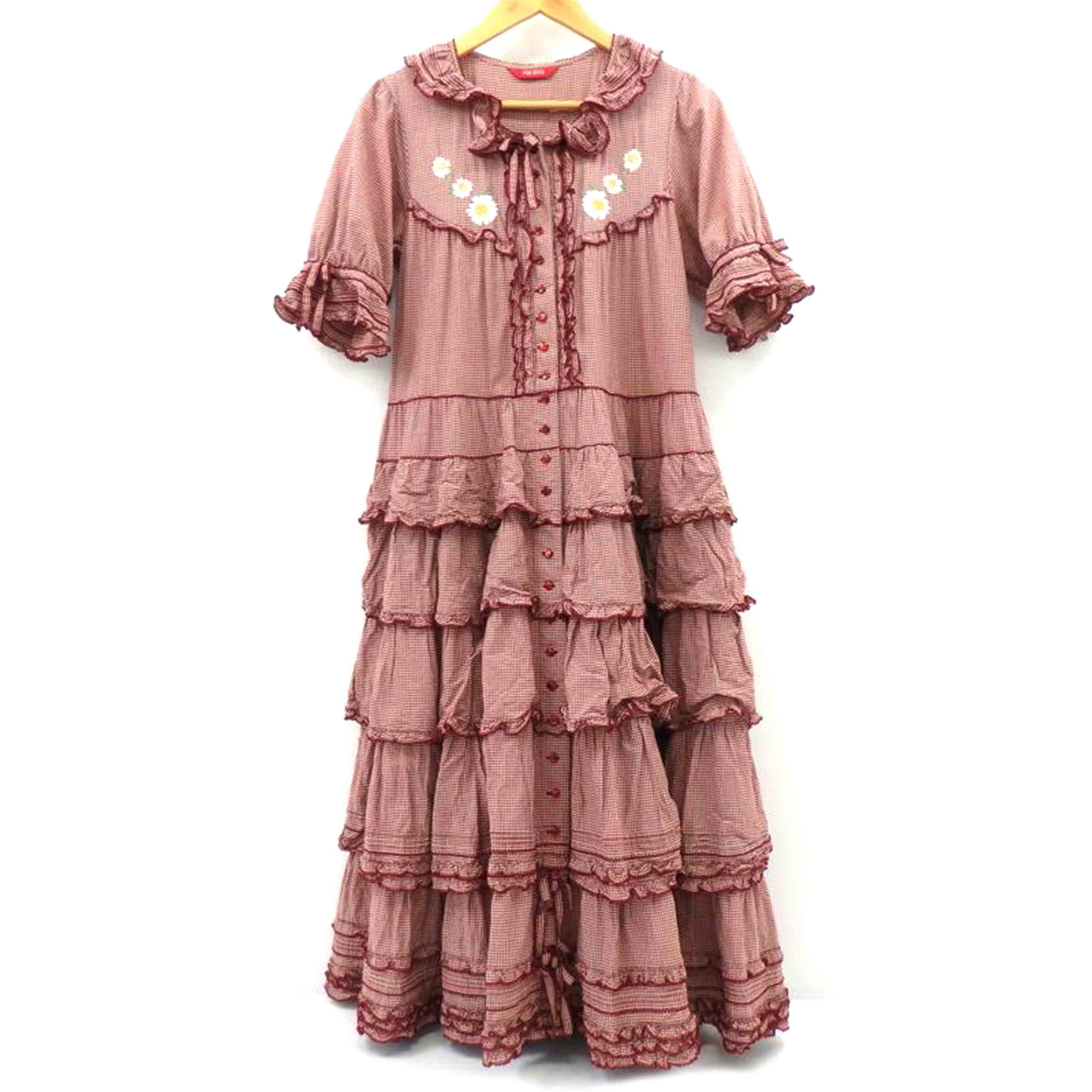 PINK　HOUSE ピンクハスス/アースギンガムチェック　フリルワンピース　雛菊5段重ね段々フリル/A2113FAY306//Aランク/77