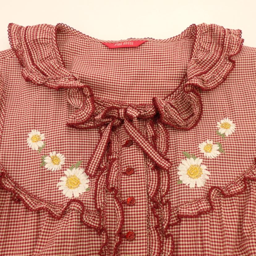 PINK　HOUSE ピンクハスス/アースギンガムチェック　フリルワンピース　雛菊5段重ね段々フリル/A2113FAY306//Aランク/77