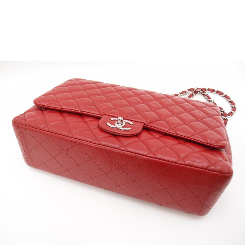 CHANEL/キャビアスキンWフラップデカマトラッセチェーンショルダー／レッド/A58601//148*****/SAランク/69