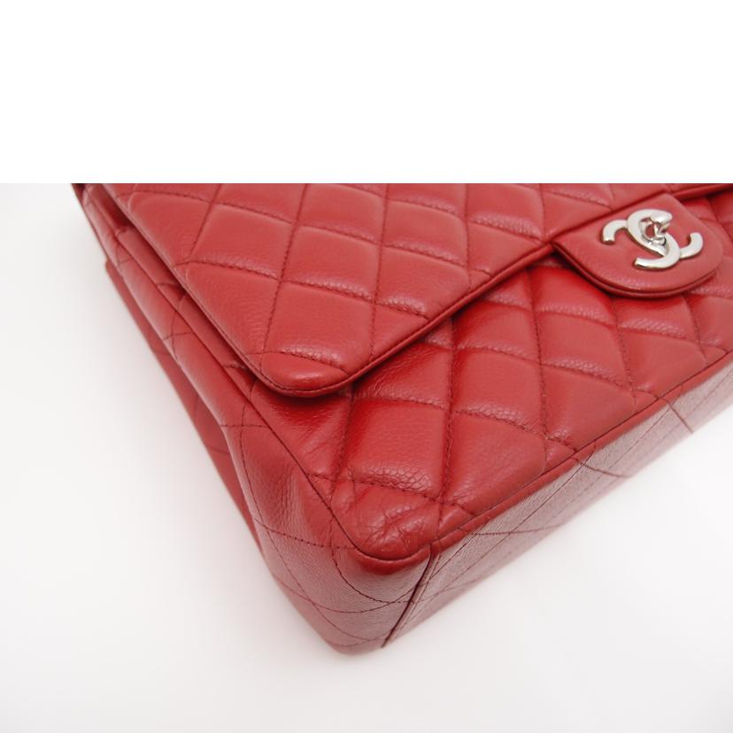 CHANEL/キャビアスキンWフラップデカマトラッセチェーンショルダー／レッド/A58601//148*****/SAランク/69