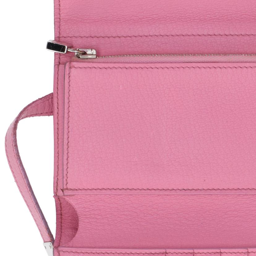 HERMES エルメス/ケリーウォレットミディアム／ピンク／シルバー金具//□M/Bランク/85