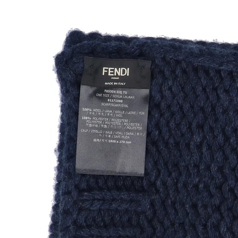 FENDI フェンディ/フェンディ／バタフライアップリケウールマフラー／ネイビー//ABランク/75