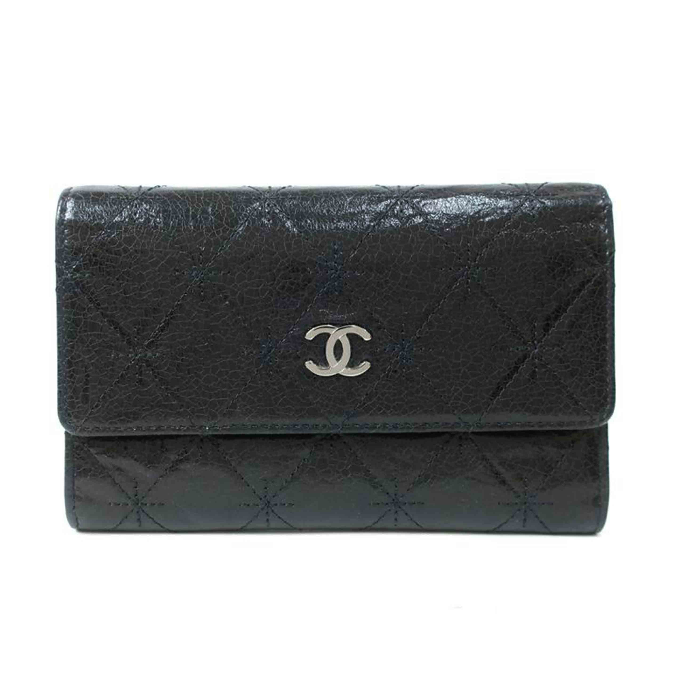 CHANEL シャネル/キルティング　レザー財布　ブラック//104*****/ABランク/65