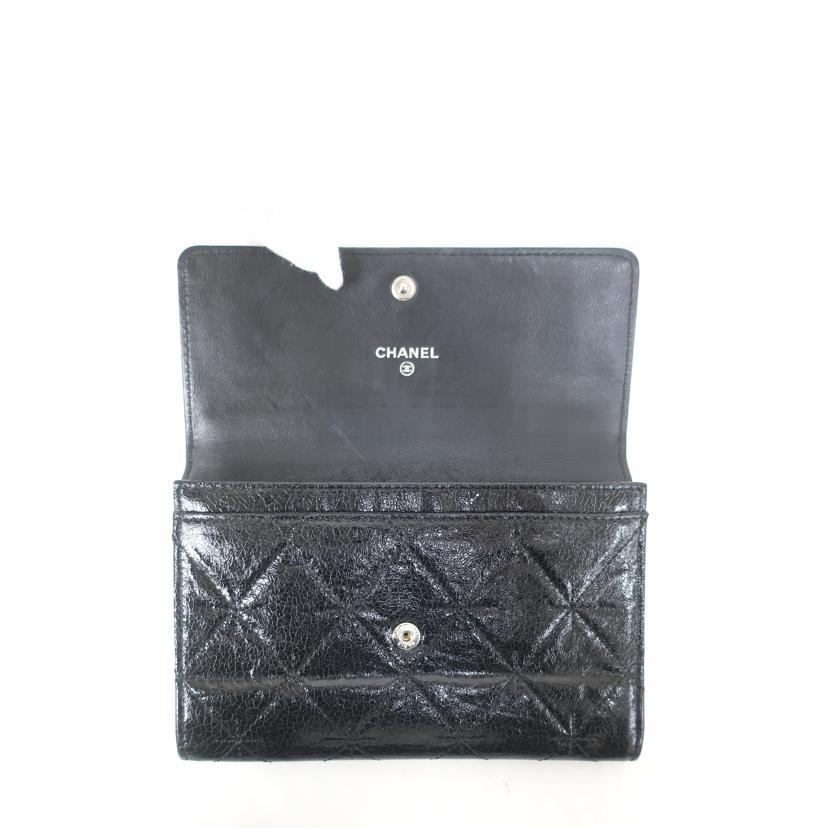CHANEL キルティングレザー三つ折り財布 ブラック CHANEL 三つ折り財布 AP0230 Y33352 キルティングレザー (CHANEL