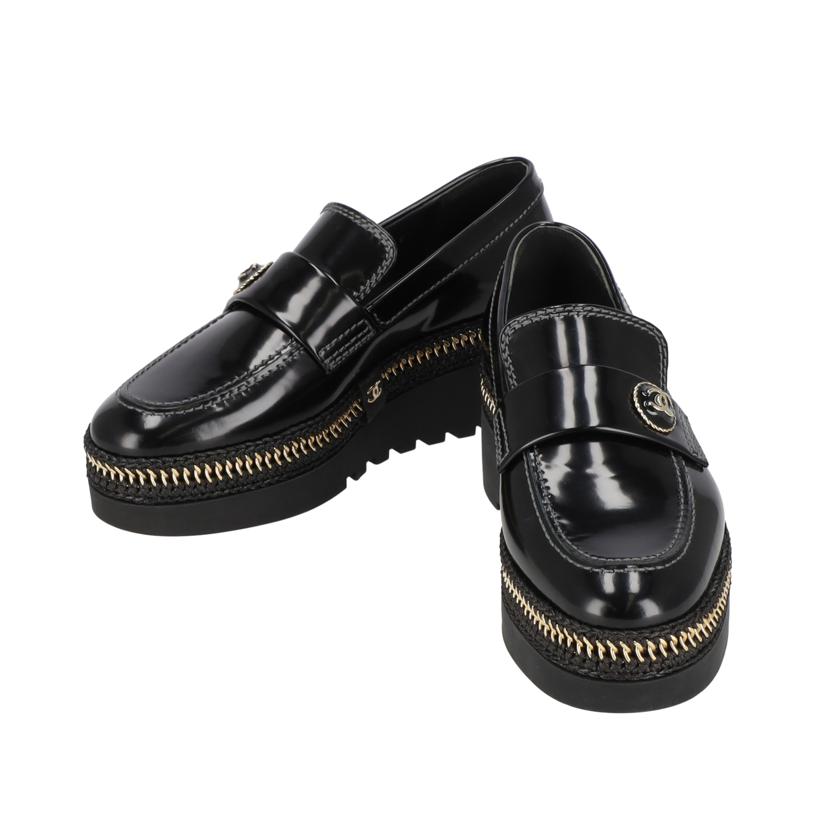 CHANEL／25/◇ココマークシャイニーカーフローファー／ブラックGD金具/G37671//ｻｲｽ*****************/Aランク/75