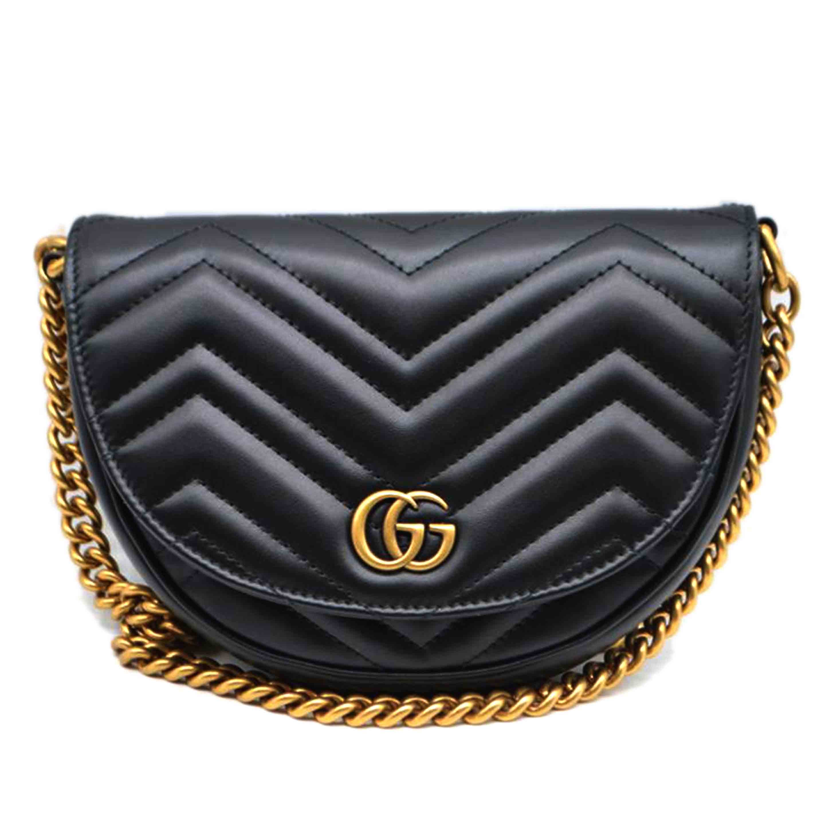 GUCCI グッチ/GGマーモントハーフムーンチェーンレザーショルダー/746431//525***/SAランク/89