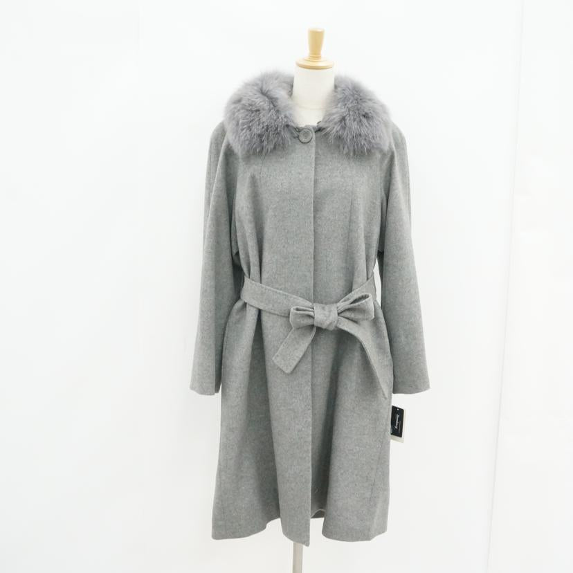 カシミヤコート　グレー カシミヤコート　グレー/カシミヤコート　グレー　襟元ブルーフォックス//ABランク/78