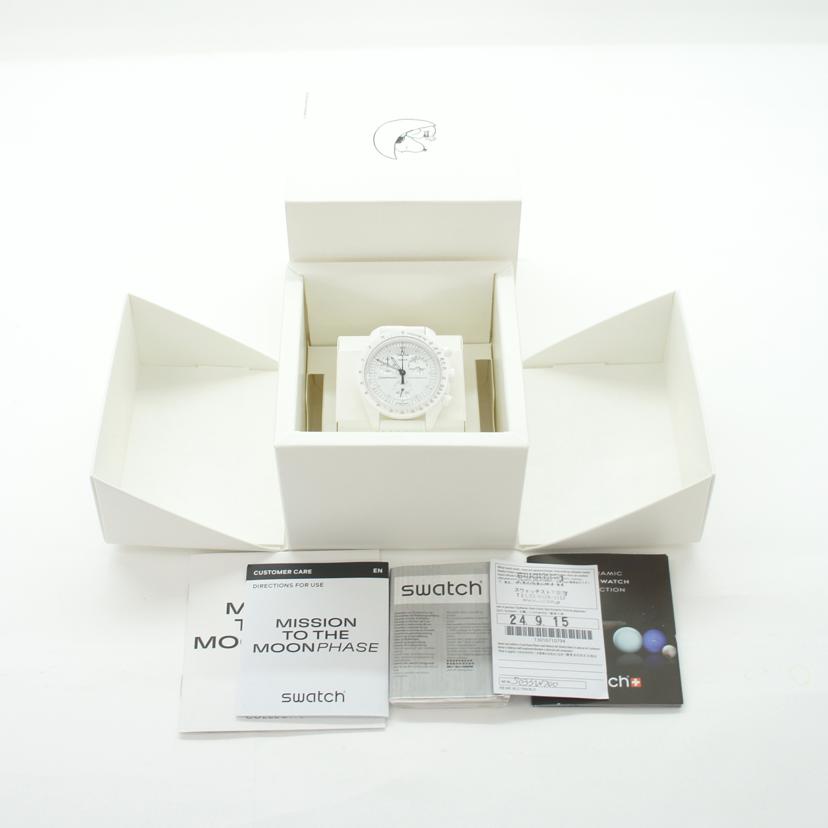 OMEGA×swatch オメガ×スウォッチ/MISSION　TO　THE　MOONPHASE／ホワイト/SO33W700//Aランク/89