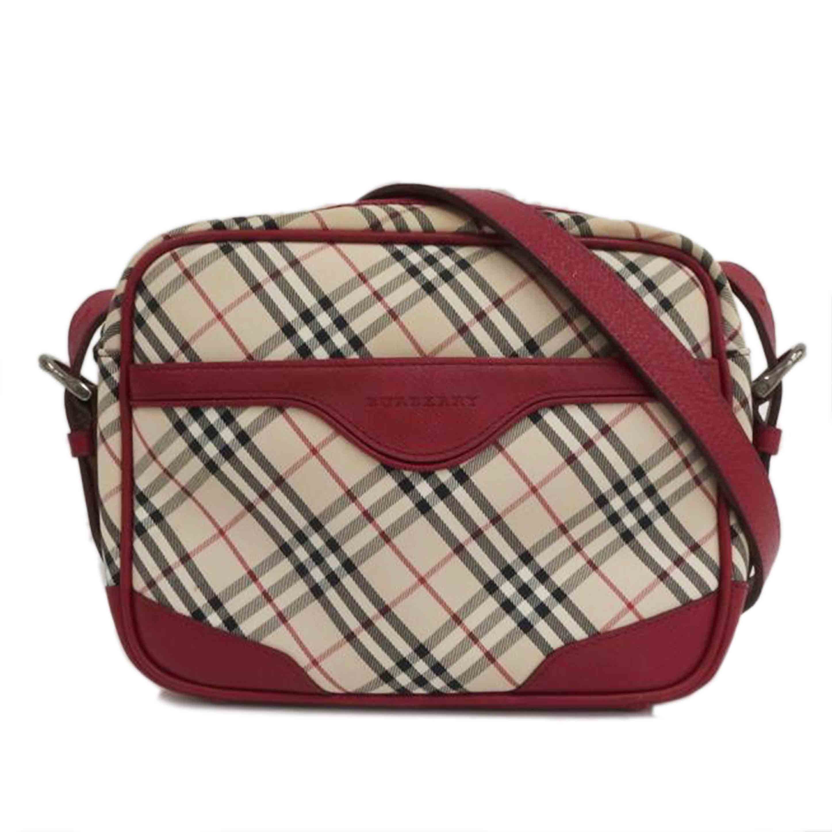 BURBERRY バーバリー/ノバチェック ショルダーバッグ ベージュ＋レッド/Bランク/82