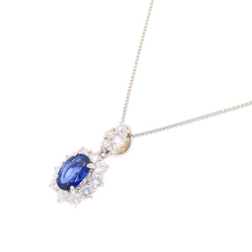 ◎Pt900／850サファイアダイヤネックレス1．15／D0．70／0．18ct//Aランク/59