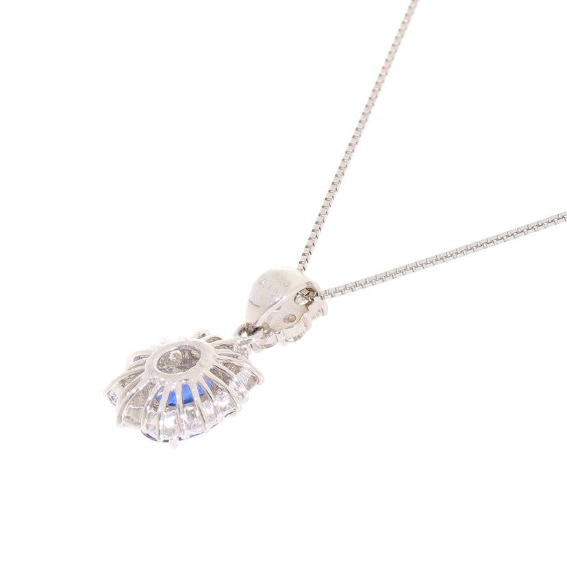 ◎Pt900／850サファイアダイヤネックレス1．15／D0．70／0．18ct//Aランク/59