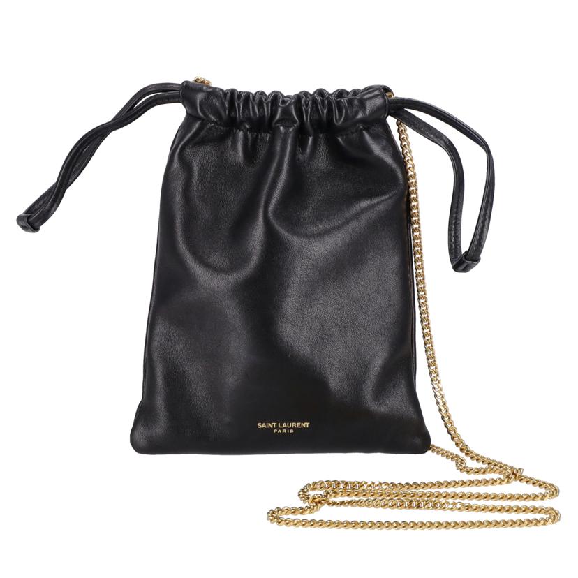 SAINT　LAURENT サンローラン/サンローラン／ドローストリングレザーチェーンショルダー/640714//032*/ABランク/75
