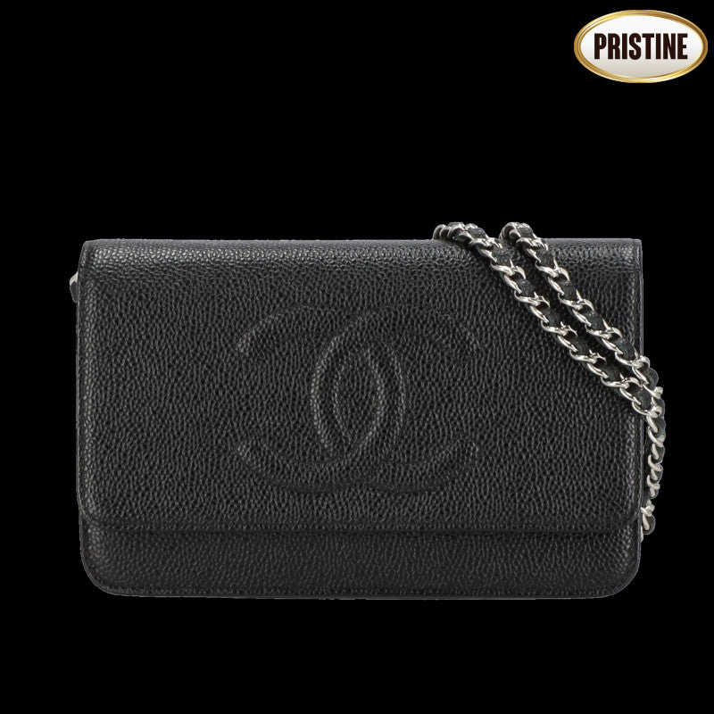 CHANEL シャネル/ココマーク　キャビアスキン　チェーンウォレット／ブラック/A48654//181*****/SAランク/84