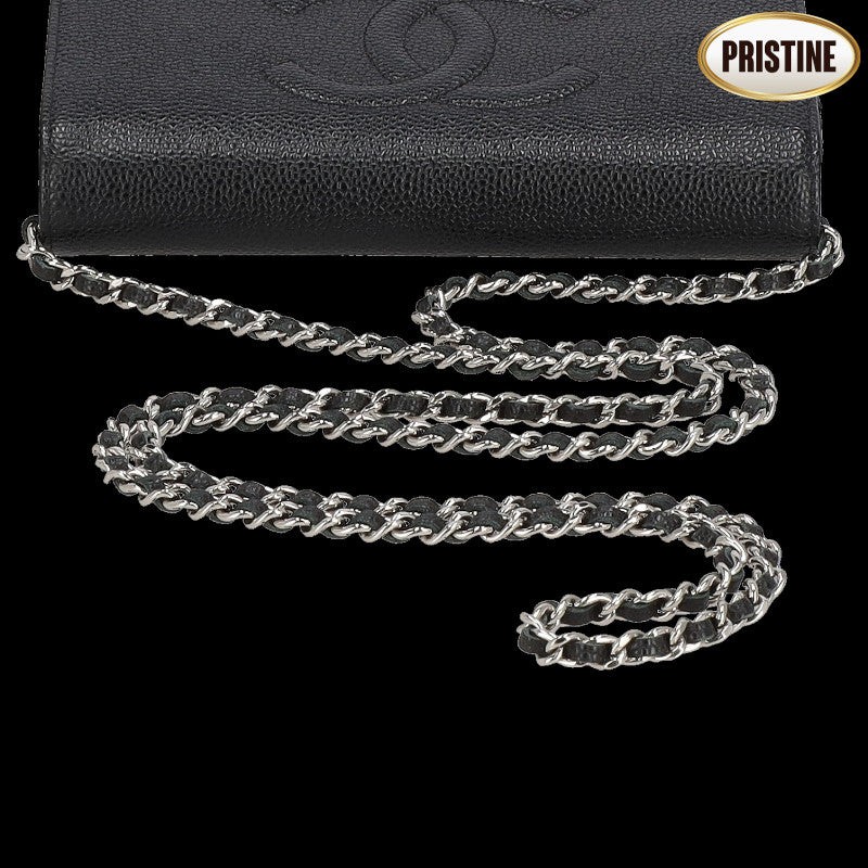 CHANEL シャネル/ココマーク　キャビアスキン　チェーンウォレット／ブラック/A48654//181*****/SAランク/84