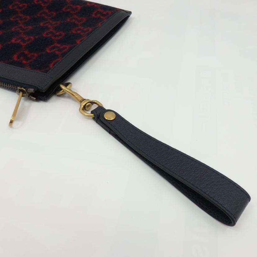 GUCCI グッチ/GGウールレザークラッチバッグ/597627//562***/Aランク/77