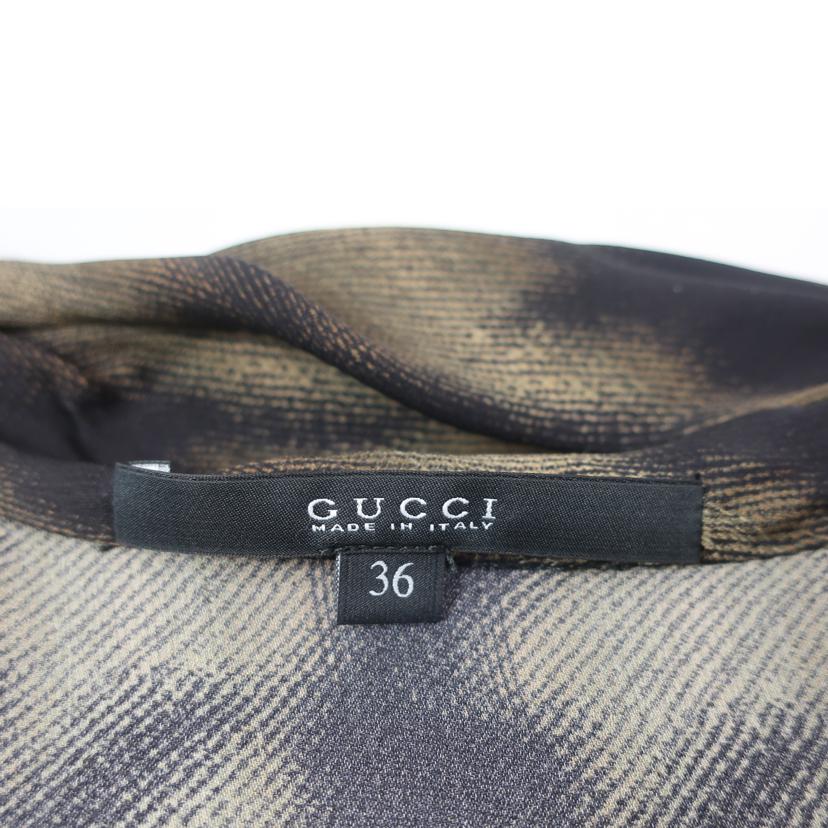 GUCCI グッチ/シルクリボンブラウス　サイズ36　約Sサイズ　ノースリーブ　ブラック系総柄/335250 ZA023//Aランク/65