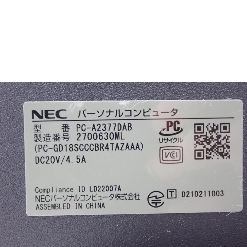 NEC NEC/デスクトップパソコン/PC-A2377DAB//2700630ML/Bランク/62